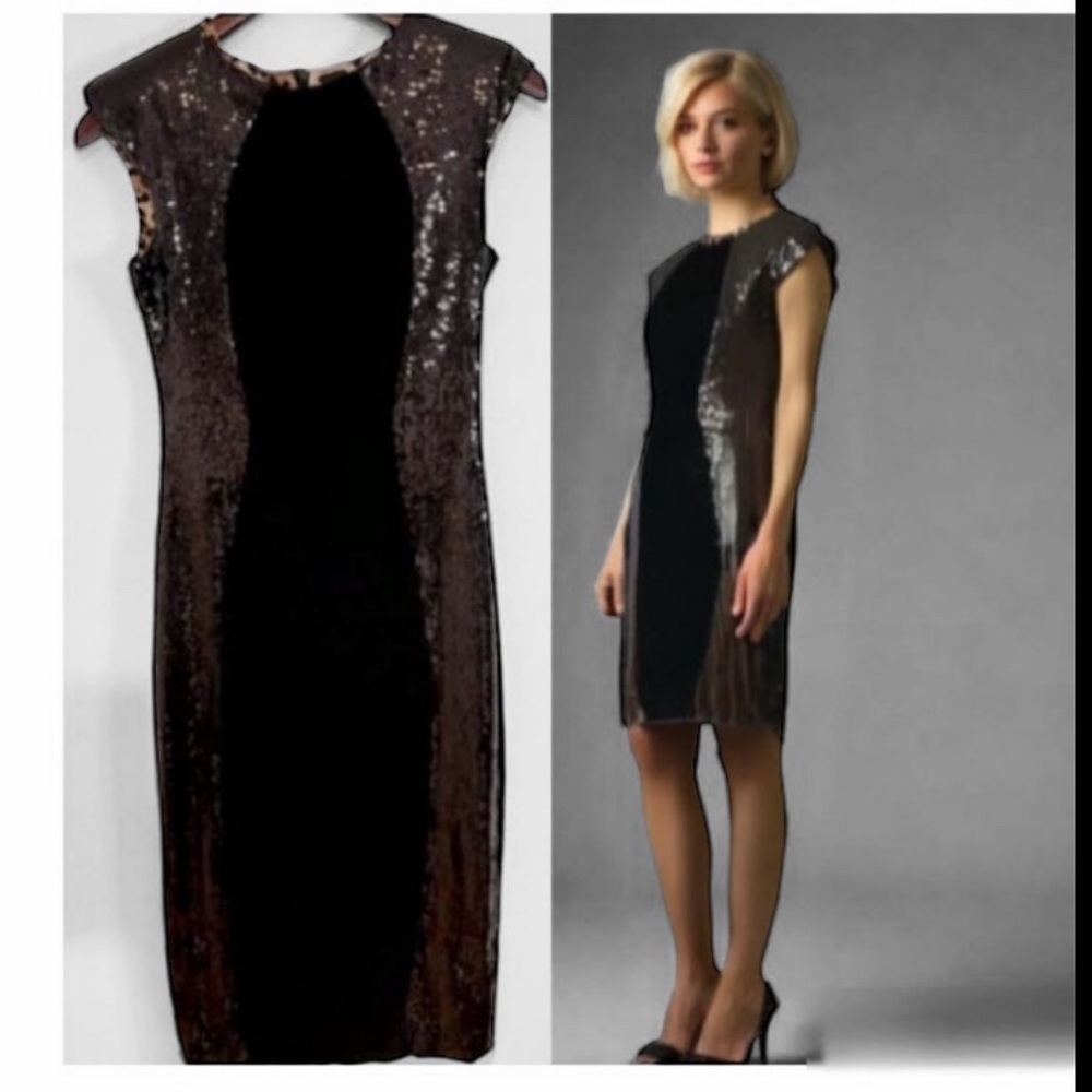 Twenty Cluny black sequins and wool blend dress, silk lining, size 4